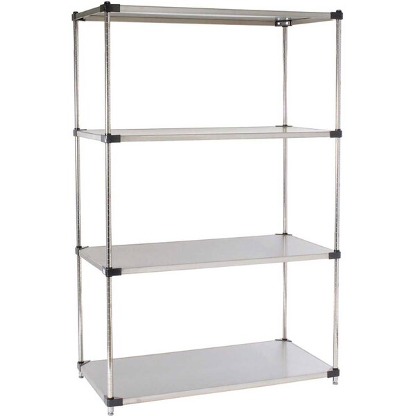 Nexel 5 Tier Solid Stainless Steel Shelving Starter Unit, 48W x 18D x 74H 18487SS5 - main